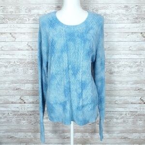 NWOT INC Cable Knit Sweater L Blue Tie Dye 891
